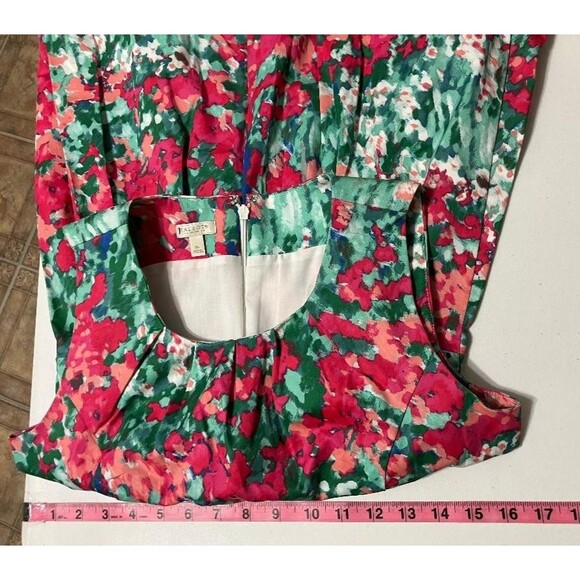 Talbots Petites 8P Watercolor Floral A-Line Tank Dress Green Pink Sleeveless - Picture 7 of 9
